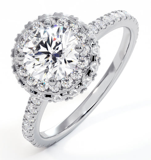 Valerie GIA Diamond Halo Engagement Ring in Platinum 1.80ct G/SI2